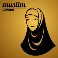 beautiful face of arabic muslim woman vector illustration