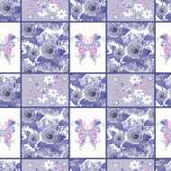 Seamless vintage rose butterfly pattern