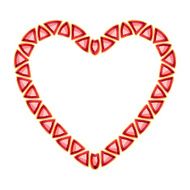 Heart of golden chain with red triangle gemstones