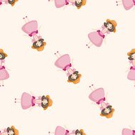 lady girl cartoon seamless pattern background N75