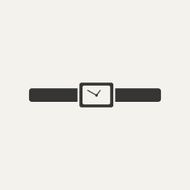 Flat in black and white mobile application wrist watch