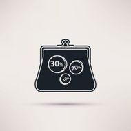 Icon purse isolated vector object