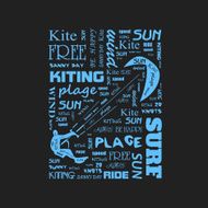 Surfer t-shirt graphics with kite poster
