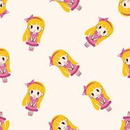 girl cartoon seamless pattern background N9