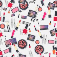 Seamless colorful background made of different kind cosmetics