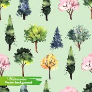 Watercolor seamless with trees N2