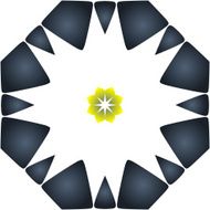 Abstract colorful yellow geometric hexagon