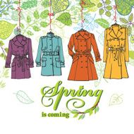 Spring Fashion Woman coats set Leaves decor N2