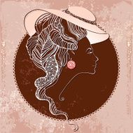 Baroque style Fashion young lady head silhouette