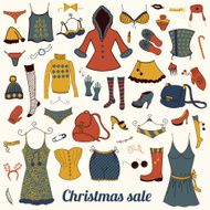 Christmas vector woman clothes set