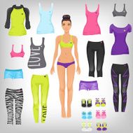 Vector sporty dress up paper doll