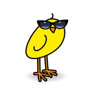 Yellow Chick Turning Head Wearing Ladies Black Sunglasses
