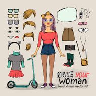 girl character with hipster elements