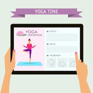 conceptual illustration on practice of yoga theme for design