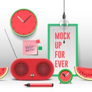 Workspace mock up red objects