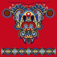 Neckline ornate floral paisley embroidery fashion design N35