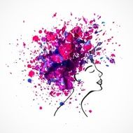 Watercolor silhouette of beautiful women N2