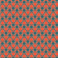 Pattern with strips of circles in hexagons