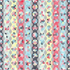 Pattern with flowers on strips circles