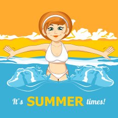 The girl and the sea Vector illustration N4