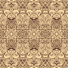 Seamless background retro floral and geometric ornament N2