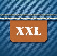 XXL size clothing label - vector