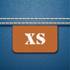 XS size clothing label - vector