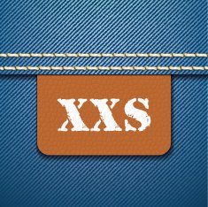 XXS size clothing label - vector