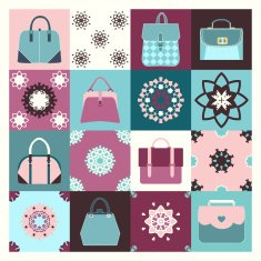 Background icons set of fashion bags - Illustration
