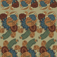 Pattern with ornamental lace wings and leaves N2