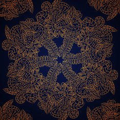 Outline pattern with abstract flowers N2