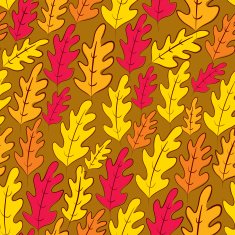 Fall oak leaves seamless pattern vector background