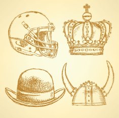 Sketch viking helmet crown football helmet and hat