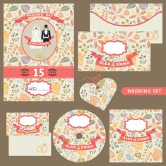 Wedding invitation set with autumn pattern N2