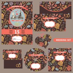 Wedding invitation set with autumn pattern N3