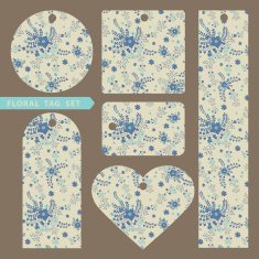 Floral tag set Vintage vector