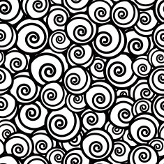 Black and white curls seamless pattern