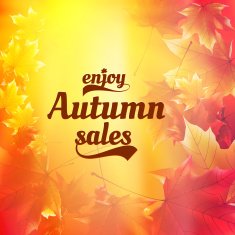 Autumn sale realistic Leaves typography poster N2