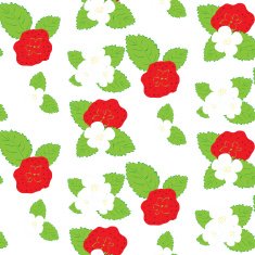 seamless pattern of flowers and berries strawberries