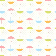 Autumn seamless pattern with flat umbrellas