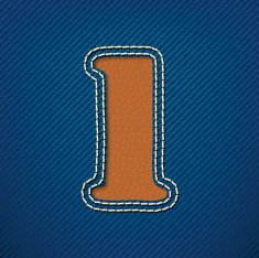 Number 1 made from leather on jeans background
