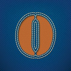 Number 0 made from leather on jeans background