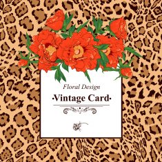 Vintage greeting card with blooming flowers
