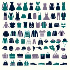 set silhouettes of fashion Collection Men's and Women Clothes