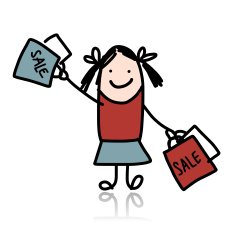 Cute girl with shoppibg bags cartoon for your design N2