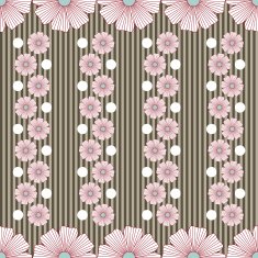 Pattern with flowers stripes and white dots