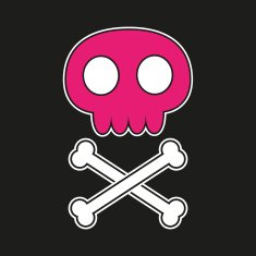 Pink skull with crossbones