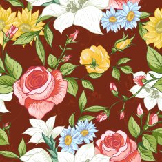 Seamless Pattern with Vintage Wildflowers
