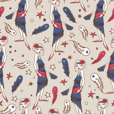 Seamless Retro Background with Flapper Girl N2