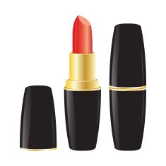 Pomade Lipstick in black case on white background Vector